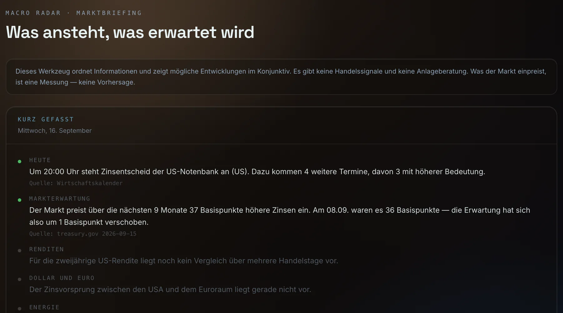 Marktbriefing: Was ansteht, was erwartet wird.