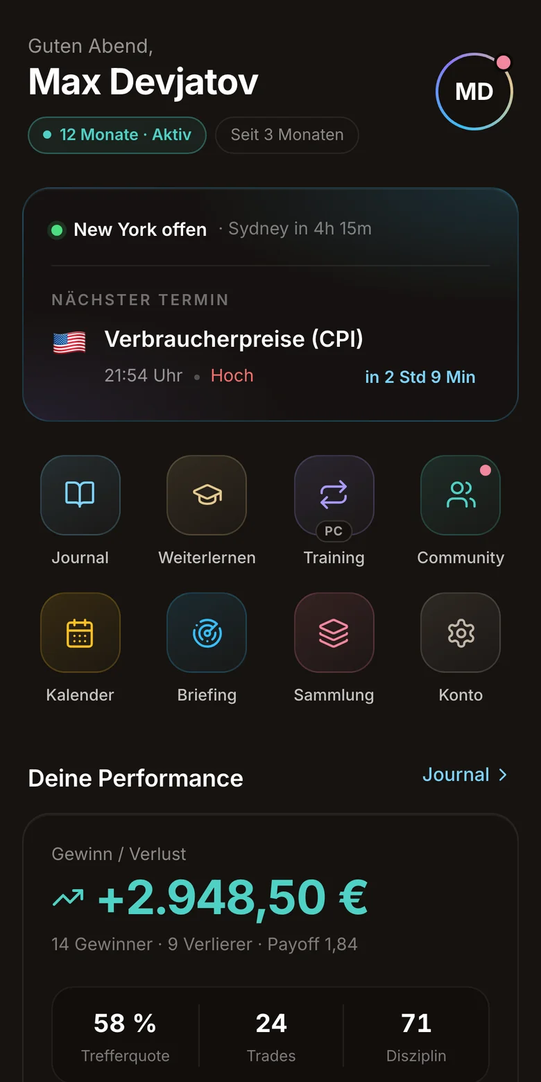 Mein Bereich auf dem Handy